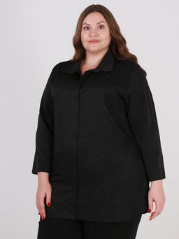 Черная женская рубашка со стразами