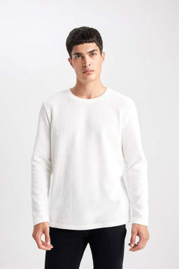 Облегающая футболка с круглым вырезом и вафельным рисунком - Defacto фото 4