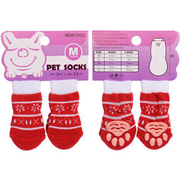 Цена за 5 шт. Носочки для животных "LAPUSIK", принт олененок, цвет красный, размер m, 3см