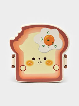 Ланч-бокс "Завтрак", 3 отделения, вилка и ложка, размер 16х15,5х8 см, цвет коричневый