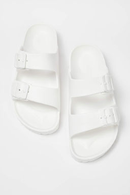 Beyaz Cift Bantl? Eva Hafif Taban Kad?n Terlik TAKSS25TE00065