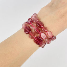 Бусины для украшений из Клубничного кварца (галтовка) 39 см
