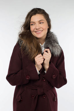 Мех натуральный (чернобурая лисица), Пальто утепленное Холлофайбер 300 - El podio фото 6