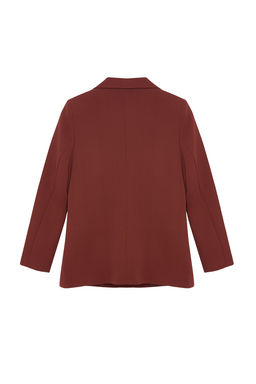 Koyu Kahverengi Regular Astarl? Kruvaze Kapama Dokuma Blazer Ceket TWOAW21CE0264