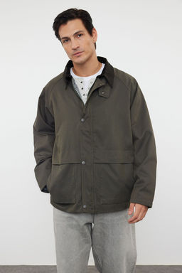 Haki Regular Fit Kadife Yaka Detayl? Mevsimlik Unisex Mont TMNAW25MO00017 - Trendyolmilla фото 7