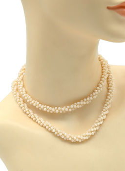 Бусы из циркона жгут цв.крем 75см.