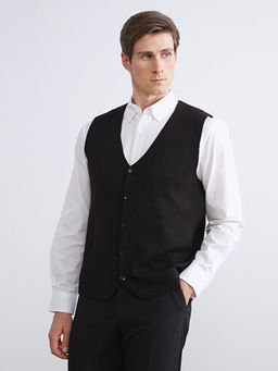 Standart Kal?p V Yaka Erkek Triko Yelek