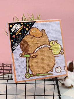 Алмазная мозаика на подрамнике Draw Me! Capybara on a scooter, (20*20 см)