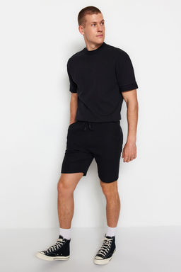 2li Paket Siyah-Gri Regular/Normal Kesim Dokulu Kordonlu Sort & Bermuda TMNSS23SR00076