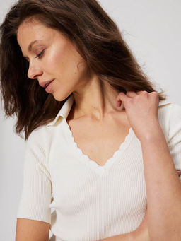 Джемпер с отложным воротником 321.070289/Молочный - Seven senses фото 8