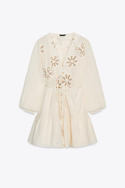 EMBROIDERED TEXTURED DRESS