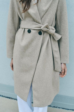 SOFT HOODED BELTED COAT - Zara фото 10