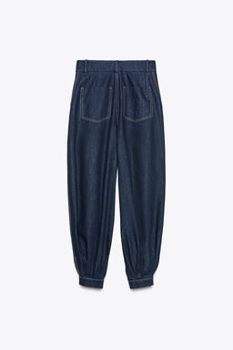 ZW COLLECTION DENIM BALLOON TROUSERS - Zara фото 5