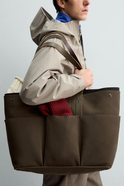 TOTE BAG WITH LEATHER DETAILS AARON LEVINE X ZARA фото 7