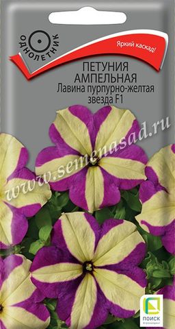 Петуния ампельная Лавина Пурпурно-желтая Звезда F1 (ЦВ) (1) 10шт.