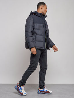 Куртка мужская зимняя с капюшоном спортивная великан темно-синего цвета 8377TS - Wonderrman фото 4