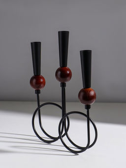 Подсвечник на 3 свечи «Канделябр. Параллельные вселенные», d=2.2 см, чёрный, 25×3.5×27.3 см