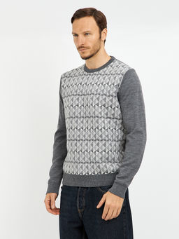 джемпер мужской с ромбами с добавлением шерсти - Glenfield фото 3