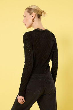 TRENDYOLMILLA Siyah Baklava Desenli Ajurlu Triko H?rka TWOSS25HI00008 фото 4