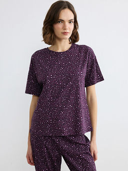 Bisiklet Yaka Desenli Kad?n Pijama Tak?m