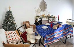 Скатерть из рогожки Нарядная сказка Синий 150х150 - Амавес-текстиль фото 3