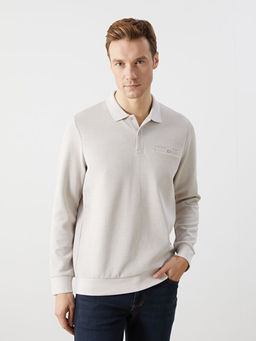 Polo Yaka Uzun Kollu Erkek Sweatshirt