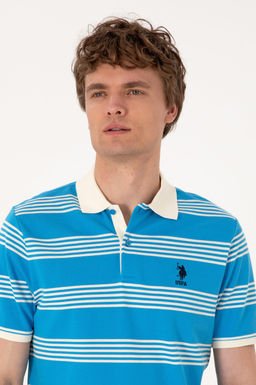 Erkek Regular Fit Polo Yaka Turkuaz _izgili Ti__rt Sepette S_rpriz _ndirim - U.s. polo assn фото 2