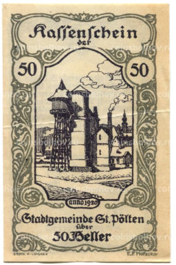Банкнота 50 геллеров 1920 года Австрия  Сен-Пёлтен (нотгельд)