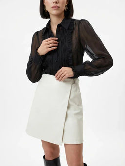 Юбка на запах из эко-кожи, молочный (OD-1003-3)