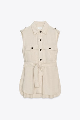 LONG WAISTCOAT WITH LINEN BELT