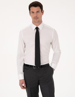 Beyaz Slim Fit Uzun Kollu G_mlek