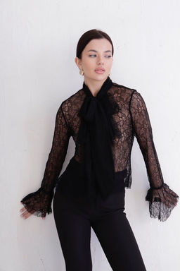 Блуза кружевная чёрная