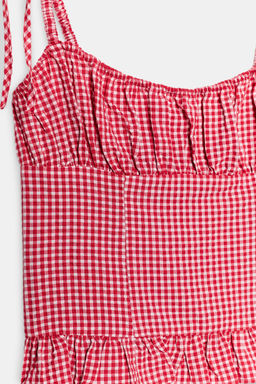 TOP FRUNCES CUADRO VICHY / Rojo / Blanco - Zara фото 7