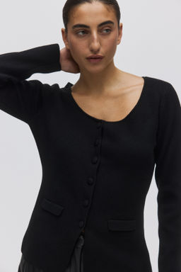 C?rdigan en punto acanalado con escote en U - H&m фото 3