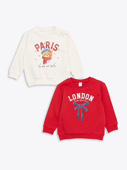 Kurdele Detayl? K?z ?ocuk Kal?n Sweatshirt 2li