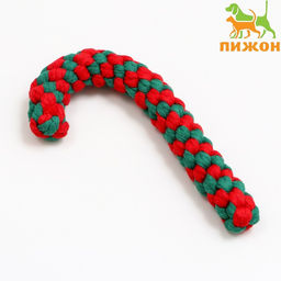 Игрушка канатная Новогодний леденец, до 15 см, до 60 г, зелёная/красная