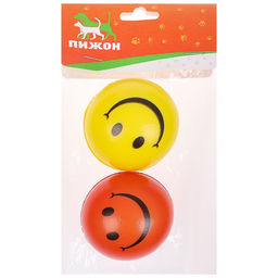 Цена за 2 шт. Мячик зефирный Смайлик, 6,3 см, микс цветов - Пижон фото 5
