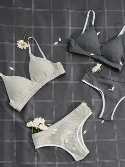 Комплект нижнего белья женский (топ, трусы) Collorista, тёмно-серый, размер 44-46