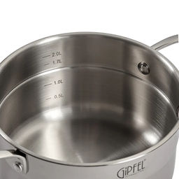 1273 GIPFEL Кастрюля GALA 18х10см/ 2.3 л со стеклянной крышкой, с индукционным капсульным дном. Материал: нерж. сталь 18/10. Толщина: 0,7мм / 4 мм  фото 9