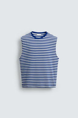 CAMISETA TANK JACQUARD RAYAS / Azulina