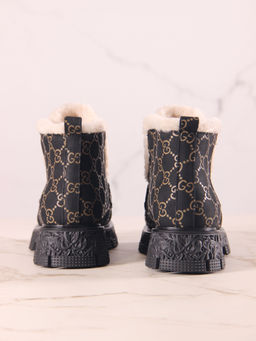 Ботинки 307.PODYUM141bl.Черный гуччи/шерсть