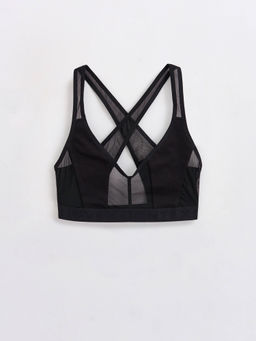 CONTE RIB WITH MESH LBE 2493 Бюстье из хлопка в рубчик и эластичной сеточки black - Conte elegant фото 4