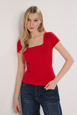 Trendyolmilla Tas Kare Yaka Fitted/Vucuda Oturan Orme Bluz TWOSS25BZ00378 Orme Bluz TWOSS25BZ00378  фото 6