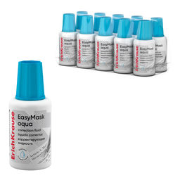 АКЦИЯ Цена за 10 шт. Корректирующая жидкость с кисточкой ErichKrause EasyMask Aqua, на водной основе, 20г (в пластиковом поддоне по 10 шт.)
