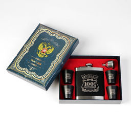 Подарочный набор 100 % Мужик: фляжка 540 мл, 4 стопки, воронка