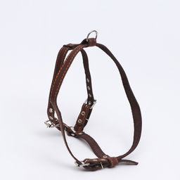 Шлейка кожаная Прогулочная, 2 см, ОШ 46-58 см, ОГ 78-85 см, коричневая - Пижон фото 3