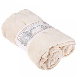 Плед/покрывало 220х200см "Жемчужина", велсофт "Магнолия" набивной, полиэстер 100%, плотность 270г/м2, упаковка: 20х33см пояс бумажный, "Домашняя мода" (Россия)