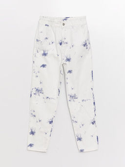 Paperbag Batik Desenli K?z ?ocuk Jean Pantolon
