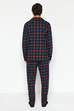 TRENDYOL MAN Lacivert Regular Fit Ekose Orme %100 Pamuk Pijama Tak?m? TMNAW24PT00026 - Trendyolmilla фото 4
