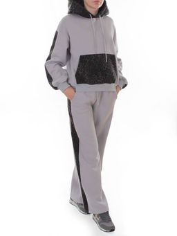 008 GRAY/LT. BLUE/LEOPARD Костюм спортивный зимний женский (95% хлопок, 5% полиэстер)